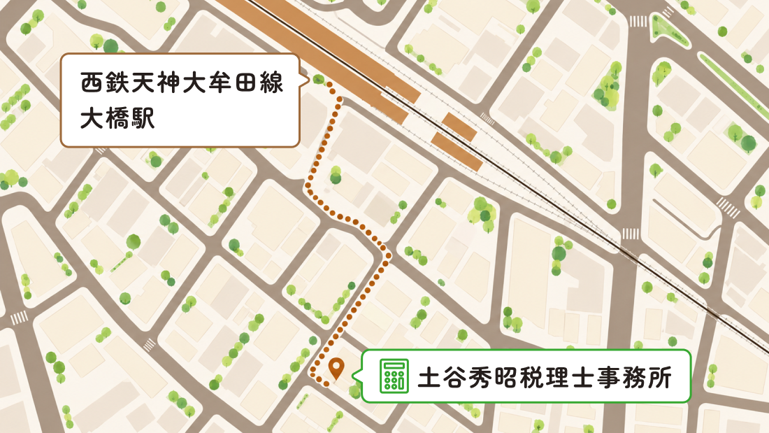大橋駅から土谷秀昭税理士事務所までの案内地図